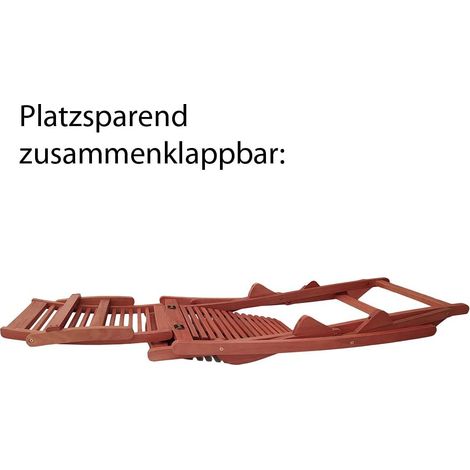 CASARIA® 2x Chaise longue à bascule JAVA en bois d'acacia certifié FSC Pliable transat ergonomique jardin Sauna Capacité de charge 160kg