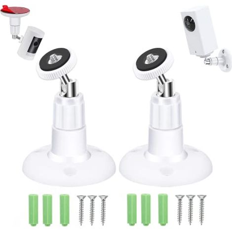 Supporto da parete per telecamera di sicurezza da 2 pezzi, supporto da parete per telecamera regolabile a 360°, compatibile con dispositivi con vite da 1/4" (1/5)