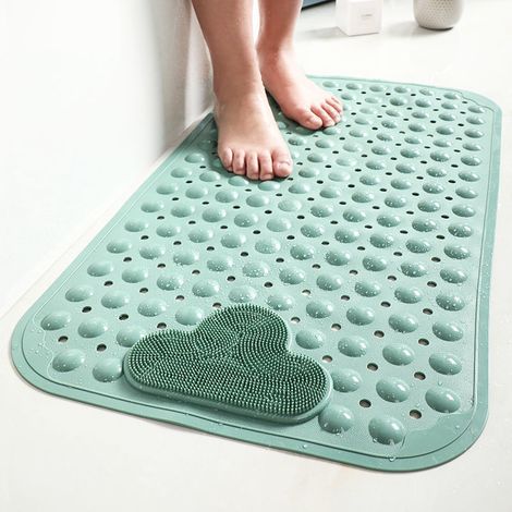 Rutschfeste Duschmatte 80 x 50 cm, rutschfeste Badematte mit Saugnäpfen, bequeme Massage-Duschmatte, Duschmatte, grün