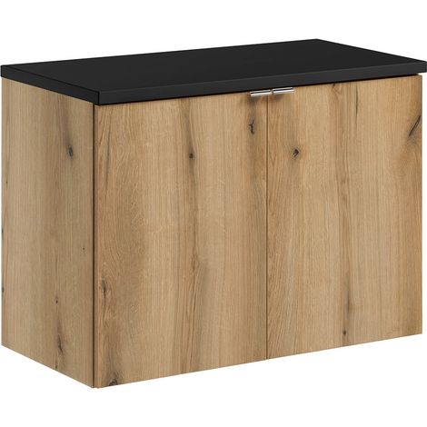 Waschtischunterschrank 80cm, in Eiche und schwarz, NEWPORT-56-OAK (1/5)