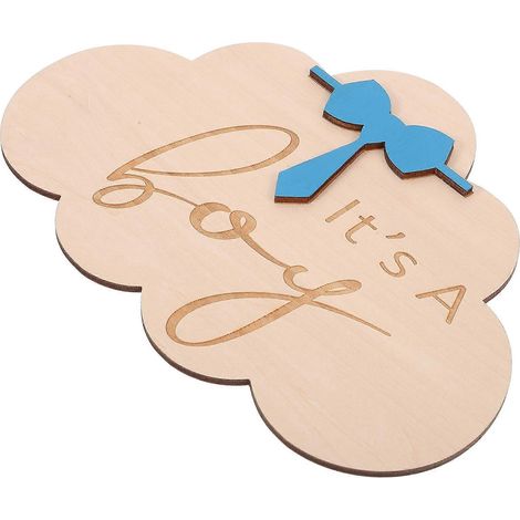 Supporto per la crescita del bambino - Cartello per l'annuncio del nome - Decorazione a forma di nuvola in legno (1/5)