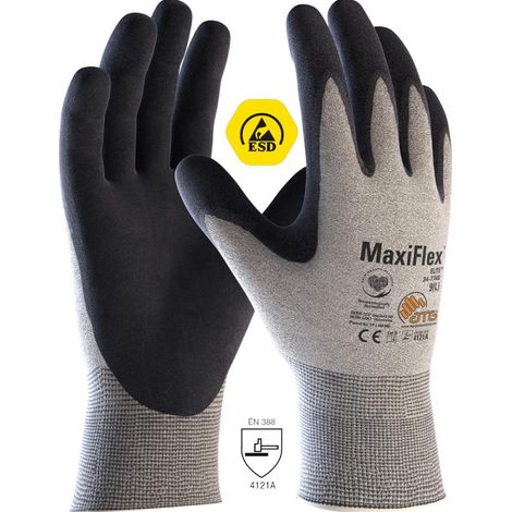 12 Paar MaxiFlex® Elite ESD Nylon-Strickhandschuhe (34-774B) Größe 6 (1/5)