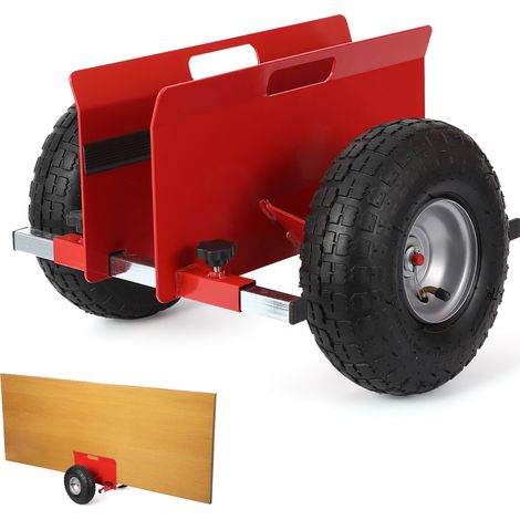 Chariot à panneaux tout-terrain 600 kg – Plateau réglable, acier robuste, pneus gonflables 25 cm – Pour plaques de plâtre, panneaux, portes et matériaux – Couleur roux (1/5)