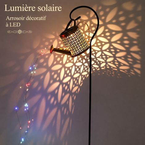 Arrosoir Solaire LED Multicolore en Fer Forgé Décoratif avec Crochet de Berger réf 1665 23 × 11 × 16 cm 500 g – Livraison gratuite
