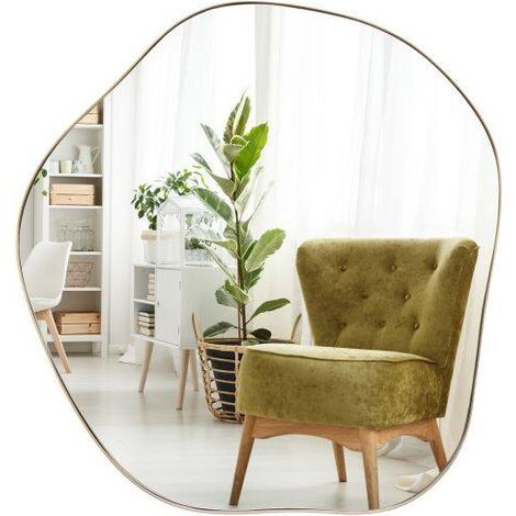 Irregular Wall Mirror Asymmetrical Mirror with Expansion Screws-Golden (1/5)