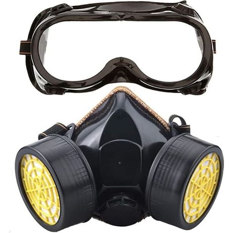 Atemschutzmaske, Wiederverwendbares Atemschutzmasken-Set, Staub- und Gasmaske, Chemische Maske mit Schutzbrille für Malerarbeiten, Heimwerken und Schleifen