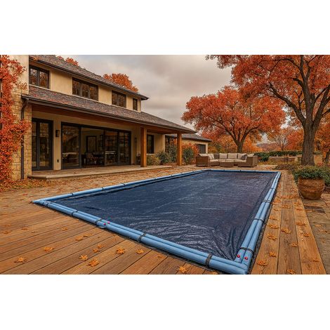 Bâche d'hiver pour Piscine creusée rectangulaire de 4,6 x 7,3 m, Bleu uni – Résistance et durabilité, traitée pour Protection UV, 4,6 x 7,3 m (1/5)