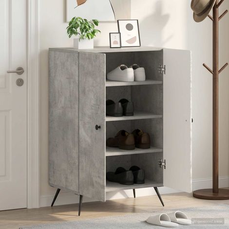 Cabinet à chaussures BREDA 59,5 x 39,5 x 90 cm Gris béton (1/5)