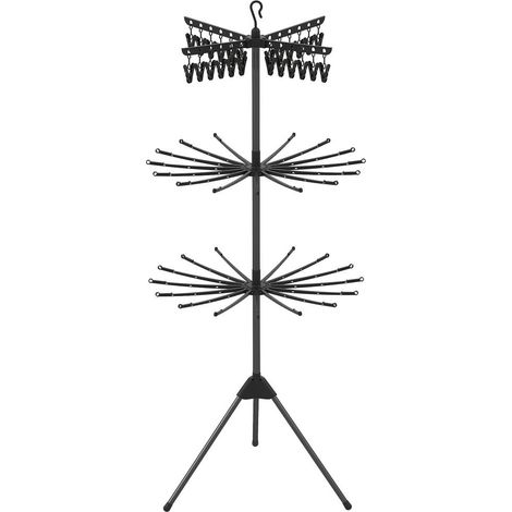 Design pliable étendoir à linge sur pied 3 niveaux avec 24 pinces et bras rotatifs, pour appartement et studio (1/5)