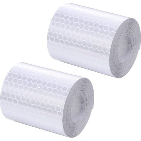 Bande réfléchissante de sécurité - 5 cm de large, 3 m de long - 2 rouleaux - Matériau PVC auto-adhésif et imperméable (1/4)