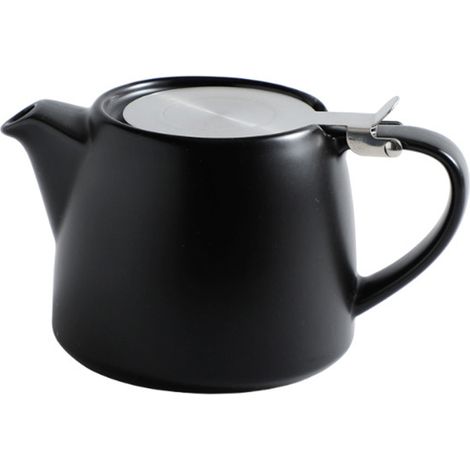 Théière - Céramique - 500 ml - Infuseur Inox Amovible À Mailles Fines - Noir - 1 Pièce (1/5)