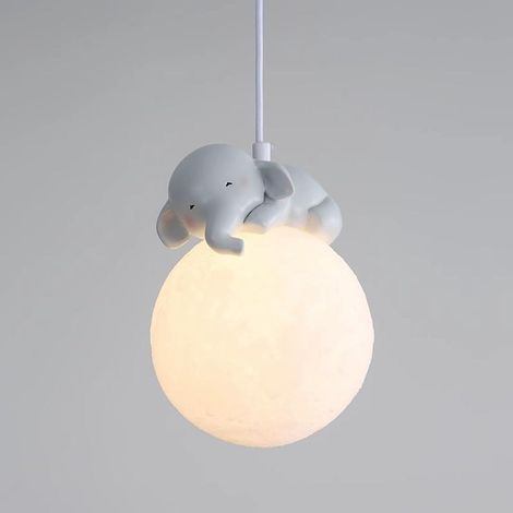3D Mond Pendelleuchte Kinderzimmer, Cartoon dimmbar, sanfte Decken Deko Schlaflied Traum (1/5)