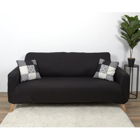 Housse de Canapé 3 Places "Extensible" 80x230cm Noir (1/2)