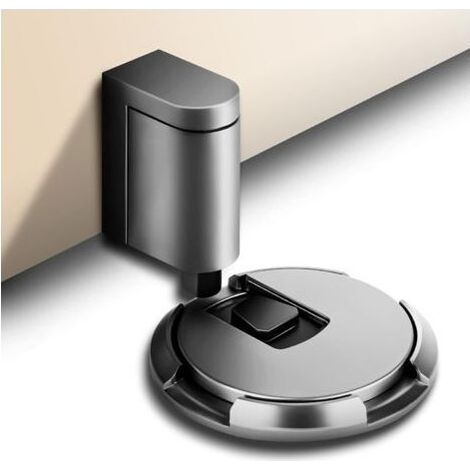 Butée de porte, Mechanical Floor Door Stopper, Punch-Free Mechanical Silent Floor Door Stop, Métal Butée de Porte, Butée de Porte Solide Avec Adhésif et Vis (Argent) (1/5)
