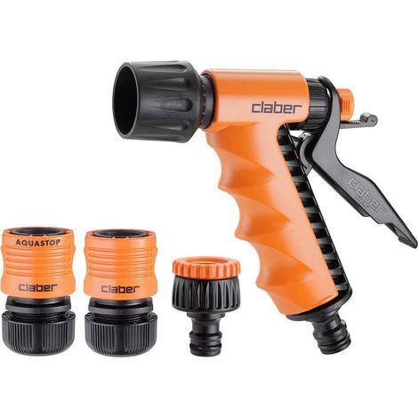Claber Starter kit Ø 1/2”, set pistola due getti e raccordi automatici irrigazione giardino per tubo da 1/2" (12,5 mm)
