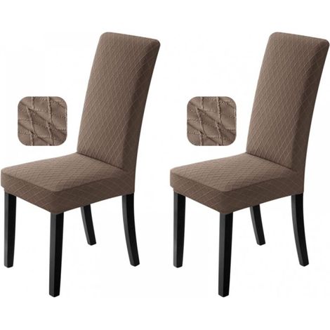 Housses de chaise extensibles,lavables et amovibles, adaptées aux restaurants, bureaux, hôtels, mariages (2 pièces, marron) (1/5)