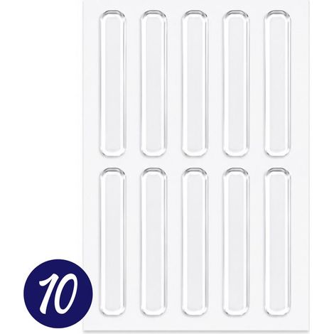 Tampons en silicone autocollants - 10 pièces - 63 x 10 x 2 mm - Amortisseurs et butoirs transparents - Anti-rayures pour portes, armoires et tables (1/5)