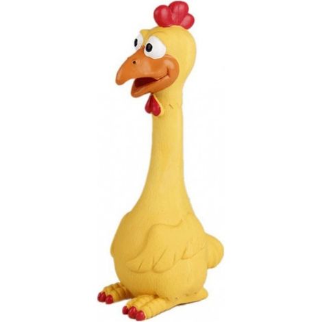 TrAdE Shop Traesio - Giocattolo Pollo Gomma Suono Stridulo Toy Squeaky Resistente Masticare Cani -