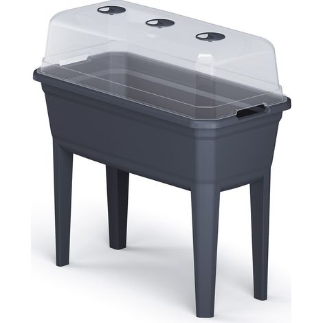 Spetebo – Serre surélevée en plastique avec couvercle – 78 x 75 cm – 4 pieds – Fentes d'aération réglables – Support de culture pour légumes et herbes