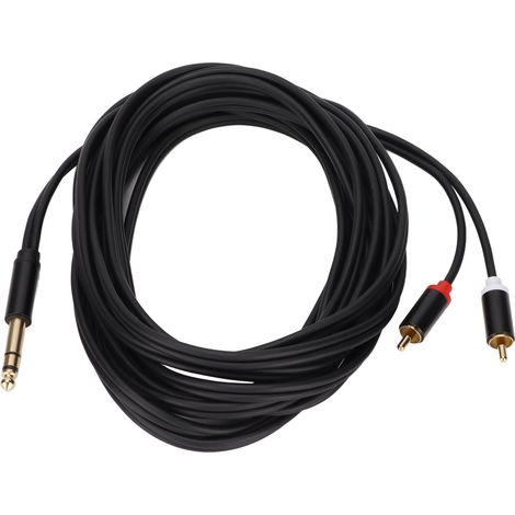 Câble audio 6.35mm vers 2 RCA mâle, doré, adaptateur stéréo Y, 5 mètres, pour connexion haute qualité (1/5)