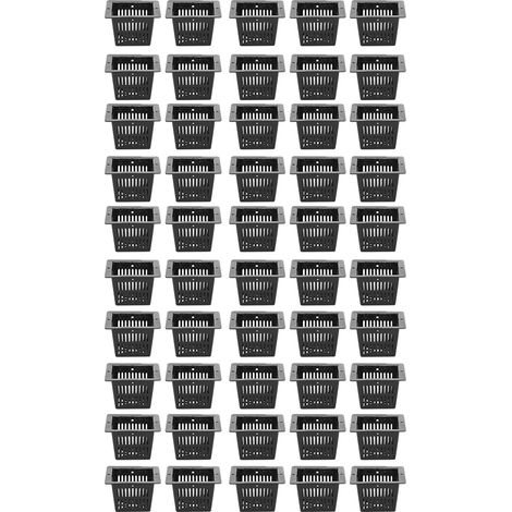 50 Pots Carrés de Culture Hydroponique Panier Noir pour Plantes Fleurs Croissance Sans Sol