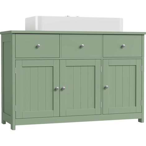 Fregadero bajo mueble, diseño elegante, amplio espacio de almacenamiento, verde. (1/2)