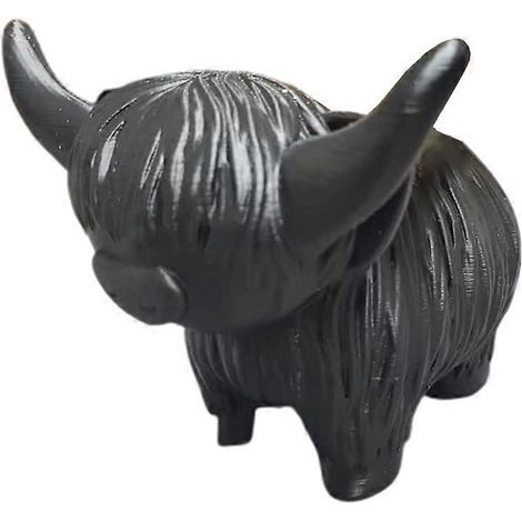 Dekorative Vase in Form einer Hochlandkuh, Blumentopf für den Garten, originelles Geschenk für draußen, natürliche rustikale Dekoration.