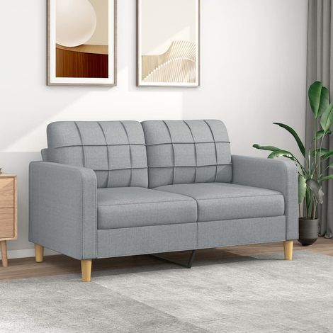 Canapé ou Sofa 2 Places 140 cm Tissu Gris Clair. Avec Pied en bois. Confort et qualité (1/5)
