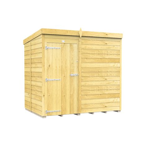 7 x 5 Feet Pent Shed - Single Door Without Windows - Wood - L147 x W214 x H201 cm