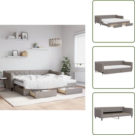 Gästebett - vidaXL Tagesbett Ausziehbar mit Schubladen Taupe 90x200 cm Stoff - Schubladenbett (1/5)