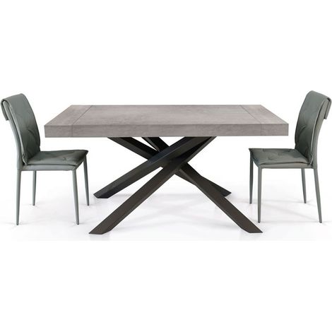 Tavolo Rettangolare Allungabile con Gambe Incrociate Piano Nobilitato Beton Dimensione Tavoli: 160 x 90 + 2 allunghe 50 cm (1/2)