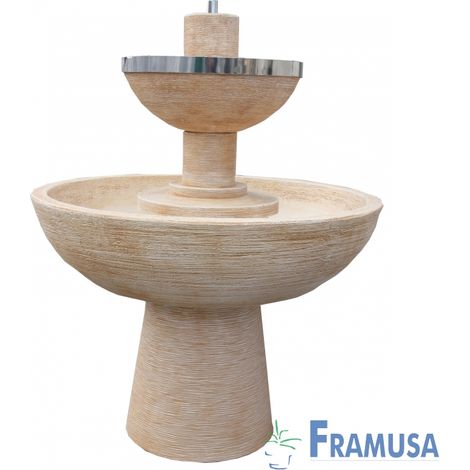FUENTE DE PIEDRA ARTIFICIAL CASCADA XILOS OCRE CON BOMBA PARA JARDIN (1/3)