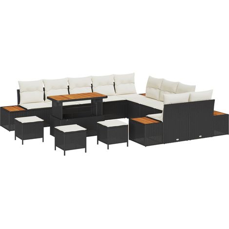 Maison Exclusive - Gartensofa-set mit Kissen 14 pcs Schwarz und C