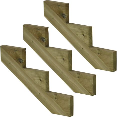 Pack 3 pièces - Limon bois autoclave - 3 marches - H 51cm (1/3)