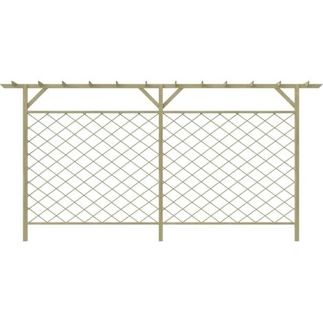 vidaXL Valla de jardín celosía con pérgola superior madera (1/2)