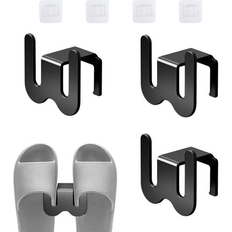 4 Pièces Porte Chaussures Mural, Espace Noir Aluminium Support Chaussures Mural, Capacité de Charge 5 kg Porte-Pantoufles, pour Salle de Bain, Cuisine, Camping-Car (1/5)