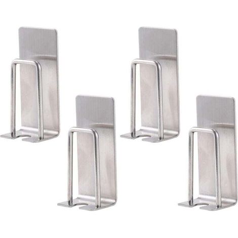 Porte-brosses à dents Lot de 4 porte-brosses à dents en acier inoxydable - Fixation murale - Pour tasses, tasses, brosses à dents - Étanches et auto-adhésifs - Sans perçage - Pour salle.. (1/4)