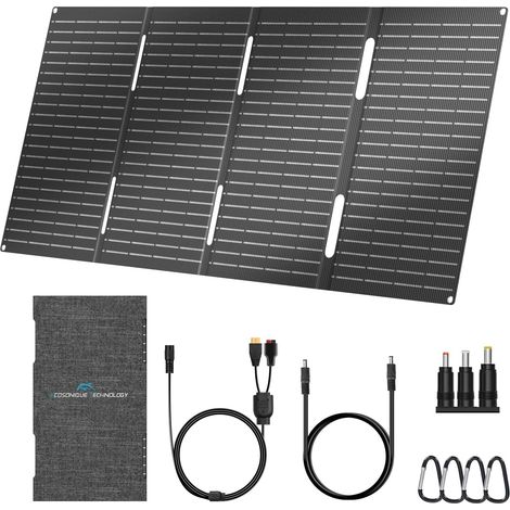 60 W Chargeur Solaire Pliable 60W avec USB-A et USB-C DC 18V Panneau Solaire Portable ETFE Avec interface CC, résistant aux intempéries IP67, pour le camping et l'extérieur (1/5)
