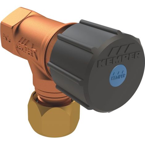 Kemper Eckventil, Eingang Rp 3/4" IG, Ausgang Überwurfmutter G 3/4", DN 20, PN 16, Rotguss, Figur 860 05