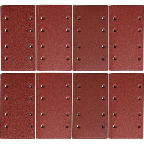 Abrasives Paper Of Glass 95 X 185Mm For Pieces Of Sander Orbitale, 10PcsGrain 40/60/80/120/240, 8 Holes For Sander Rectangular Paper Of Glass Wood Paper Abrasive - 50 Pieces (1/5)