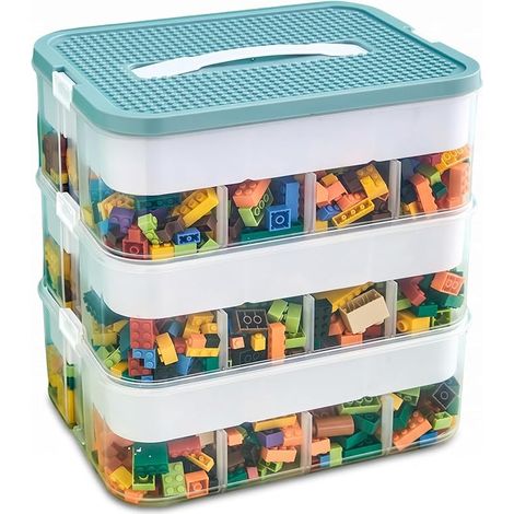 Boîte de rangement de bloc avec couvercle, boîte de tri empilable, boîte de tri transparente pour jouets et petites pièces, boîte de bloc, boîte de jouet pour enfants (1/5)