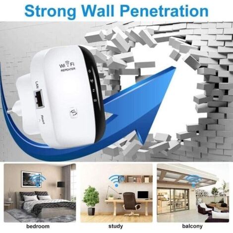 NALOOKAMIC Rpteur WiFi Puissant 300Mbps Amplificateur WiFi Puissant 2.4GHz WiFi Range Booster WiFi Rpteur Extenseur sans Fil avec Port Ethernet, WiFi Extender WiFi Booster, Protection WPS (1/3)