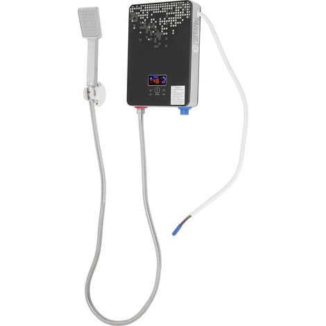 【Chauffage et ventilation】Chauffe-eau instantané 6500W 220 V avec LED 30 à 55 °C et kit de douche, IPX24, chauffe-eau compact pour douche, cuisine (Noir) [Classe énergétique A] (1/5)