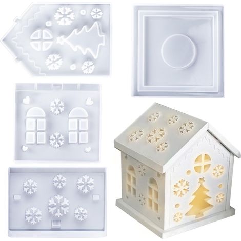 Moule Silicone Maison, Moule Maison, Moules Silicone Platre, Créez Votre Propre Village de Noël, Cadeaux de Noël et Projets DIY (Flocons de neige) (1/5)