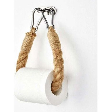 1PCS Porte-Rouleau en Bois Salle de Bains, Porte-Rouleau de Papier Toilette Vintage, Porte-Serviette en Corde de Chanvre pour Salle de Bain et Cuisine