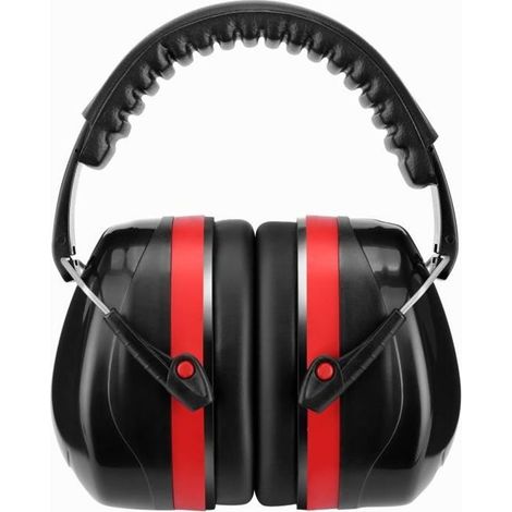Casque Antibruit Pliable SNR 32dB Protection Auditive EM-5002B Oreille Défenseur Noir et Rouge-Ywey (1/4)