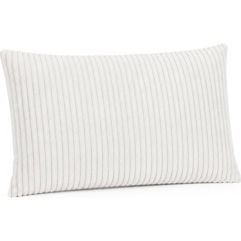 Coussin 40x25 cm en velours côtelé coloris crème - AMORY (1/3)