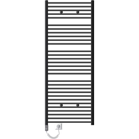ECD Germany Badheizkörper Elektrisch 750 x 1800 mm Anthrazit gerade mit Seitenanschluss inkl. Heizstab 1200W Chrom Große Leistung, Heizkörper Heizung Handtuchwärmer Handtuchtrockner Handtuchheizkörper