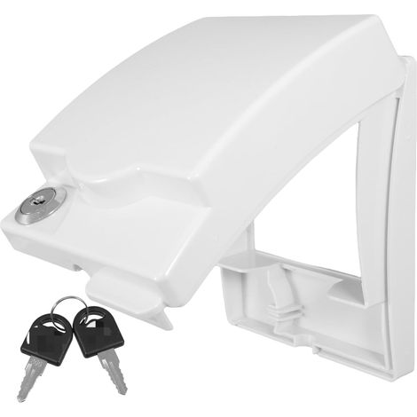 Wasserdichte Steckdose mit Schutzkappe, geeignet für Badezimmer und Küchen - robust und langlebig, spritzwassergeschützt, geeignet für feuchte Umgebungen - einfach an der Wand zu befestigen.
