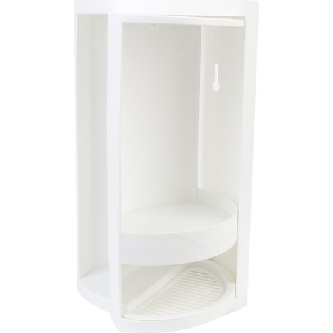 Étagère de rangement d'angle de salle de bain en PP, 2 niveaux, organisateur de comptoir rotatif à 360 degrés, armoire de soins de la peau et de cosmétiques pour chambre à coucher, blanc (1/5)